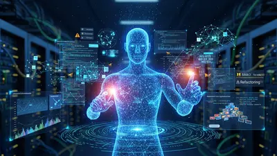 An image showing complex code being analyzed and restructured by an abstract AI entity, with visual cues of improved efficiency and elegant solutions, representing advanced code optimization.