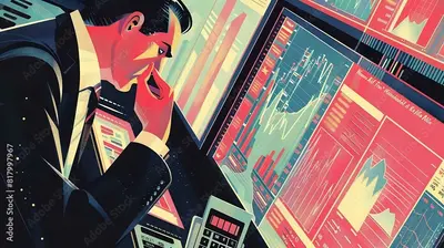 Detailed illustration of a Financial Officer managing budgets and forecasting cash flow