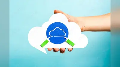 Hand holding cloud speech bubble. Internet concept.