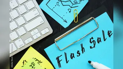 Financial concept meaning Flash Sale with sign on the page.