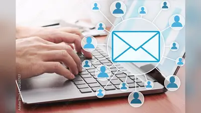 Businessman sending email by laptop. Online people network. Using internet for communication.