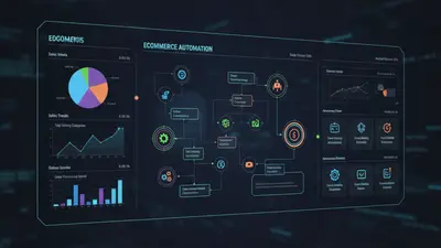 Illustration of ecommerce automation tools optimizing store operations.
