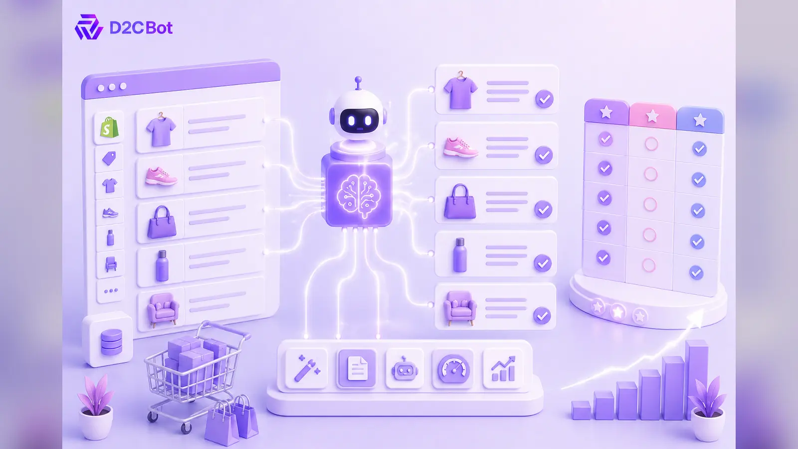 How to Choose a Shopify App for Instant Bulk Product Descriptions: D2C Bot vs. Copy.ai vs. Shopify Magic