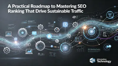 A visual roadmap showing key SEO ranking factors connected to steady organic traffic growth.