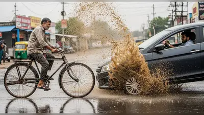 तेज रफ्तार कार ने उड़ाया साइकिल सवार पर कीचड़, चंद सेकंड में गाड़ी को मिला कर्म का फल!