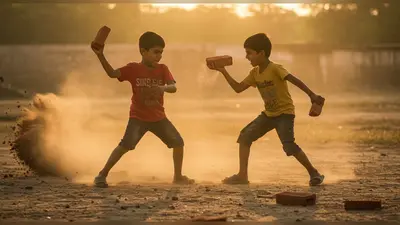 वायरल वीडियो: रामायण सीरियल जैसी ईंटों की लड़ाई, लोगों को खूब हंसाया!