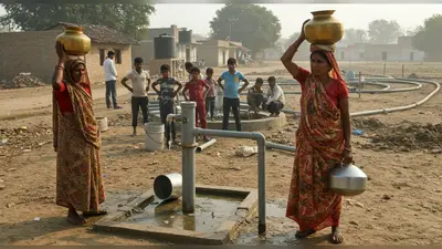 सोनभद्र में गहराया जल संकट: 284 गांवों में ‘हर घर नल’ योजना ठप, कर्मचारी दो दिन से धरने पर