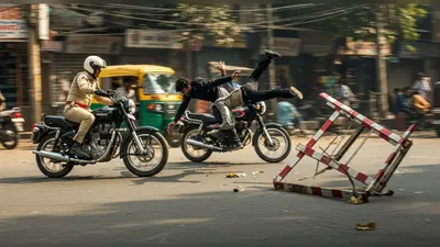 दिल्ली पुलिस का अदम्य साहस: बैरिकेट तोड़ भागे लुटेरों को बाइक से टक्कर मार फिल्मी अंदाज़ में दबोचा, वीडियो वायरल
