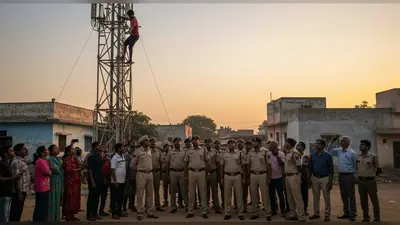 कन्नौज में मोबाइल टावर पर चढ़ा युवक, सात घंटे के हाई वोल्टेज ड्रामे के बाद पुलिस ने उतारा