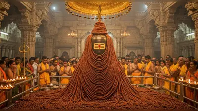काशी में अलौकिक नजारा: सावन के अंतिम सोमवार पर रुद्राक्ष से सजा बाबा का दरबार, बोल बम के जयकारों से गूंजी नगरी