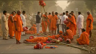 आगरा में कांवड़ यात्रियों पर काल बनकर दौड़ी बेकाबू कार: एक की मौत, कई गंभीर घायल