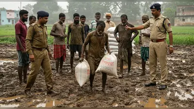 अलीगढ़ में किसानों की दुर्गति: बारिश में भीगे, कीचड़ में गिरे, पुलिस की फटकार के बाद मिली दो बोरी यूरिया