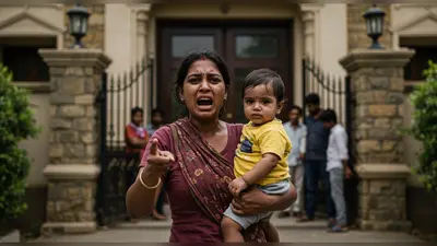 राजा रघुवंशी के घर के बाहर महिला का हंगामा:इंदौर में बोली- भाई सचिन ने मंदिर में शादी की; डेढ़ साल का बच्चा उसी का