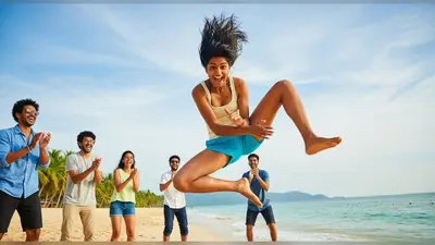 बीच पर बेपरवाह मस्ती: दोस्तों संग लड़की ने मारी ऐसी गुलाटी कि वीडियो हुआ वायरल, लोग हुए खुश!