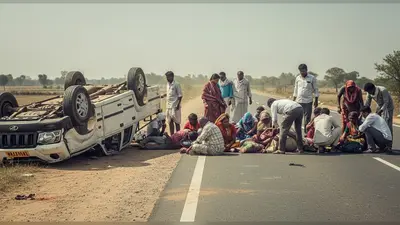 बदायूं-मेरठ हाईवे पर कोहराम: अंतिम संस्कार में जा रहे 13 लोग लोडर पलटने से गंभीर घायल