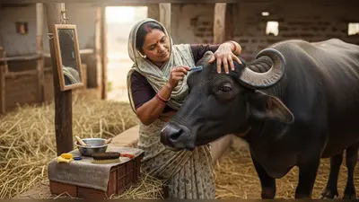 खटाल बना ब्यूटी पार्लर: लुगाई ने भैंस की आइब्रो बनाई, वीडियो हुआ वायरल!