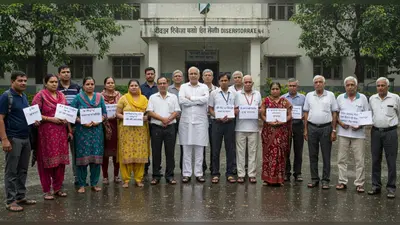 यूपी के माध्यमिक शिक्षक बारिश में भी मोर्चे पर डटे, बोले-अधिकारी कर रहे गुमराह, अब नहीं सहेंगे!