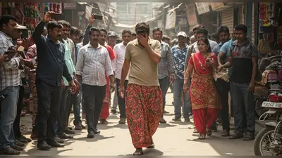 रेवाड़ी में जन्मदिन हत्याकांड के आरोपी को घाघरा-कुर्ता पहनाकर बाजार में घुमाया, वीडियो बनते देख छिपाया चेहरा