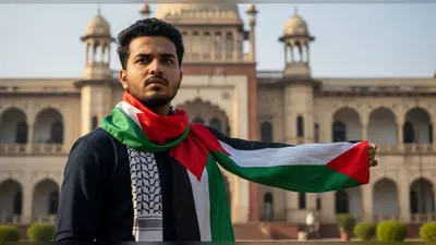 अलीगढ़ मुस्लिम यूनिवर्सिटी में फिलिस्तीनी पटके संग छात्र नेता का विवादित बयान: “यूपी सरकार के नियम एएमयू में नहीं चलेंगे”