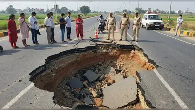 बलिया में फिर धंसी ग्रीनफील्ड एक्सप्रेस-वे की सड़क: राहगीरों ने बचाई बड़ी दुर्घटना, पुलिस मौके पर