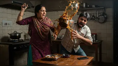 फोन पर बात रोकी तो पत्नी का हमला: औरैया में पति पर फेंकी चाय, गरम बर्तन से मारा