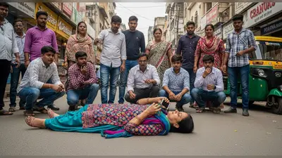 फोन पर मशगूल महिला सड़क पर लेटी, राहगीर हैरान! आखिर क्या हुआ?