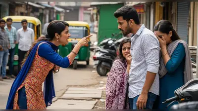 पत्नी और उसके बॉयफ्रेंड को प्रेमिका ने रंगे हाथों पकड़ा, सड़क पर जमकर हंगामा!