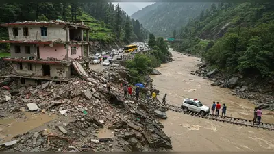 मंडी के बालीचौकी में 4 मंजिला मकान ढहा:कुल्लू में तार का स्पैन बनाकर निकाली गाड़ी, चंडीगढ़-मनाली फोरलेन पर टूरिस्ट फंसे