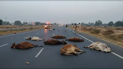 जयपुर हाईवे पर भीषण हादसा: सड़क पर बैठे गोवंश रौंदे, चार की मौत, दो गंभीर; पुलिस जांच में जुटी