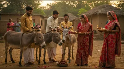 अजब-गजब: खुशी में गांव वालों ने गधों को खिलाए गुलाब जामुन, उतारी आरती – जानें पूरा मामला