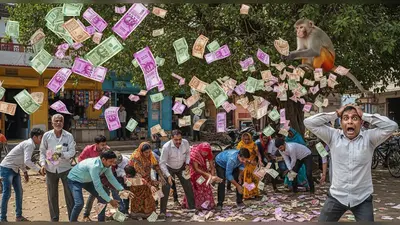 यूपी के औरैया में पेड़ से हुई नोटों की बारिश: बंदर ने उड़ाए 80 हज़ार, रोहिताश के उड़े होश, लोगों ने लूटे पैसे