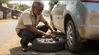 कार का टायर पंक्चर होने पर मैकेनिक का अनोखा जुगाड़: वीडियो वायरल, लोग हुए हैरान!
