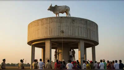 50 फीट ऊंची पानी टंकी पर ‘शोले’ का वीरू बन चढ़ा सांड, घंटों चला रेस्क्यू ऑपरेशन, वीडियो वायरल
