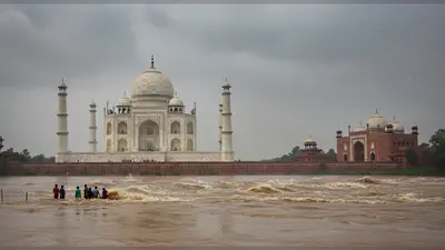 यमुना का पानी ताजमहल के दरवाज़े तक पहुंचा, ख़तरे का निशान पार: आगरा में दहशत, रात तक बिगड़ सकते हैं हालात!