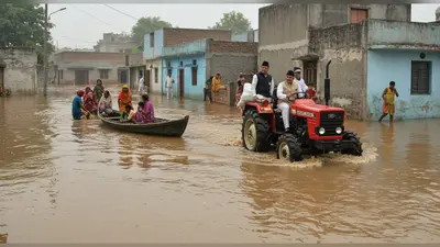 बाढ़ से हाहाकार: यूपी में सड़क पर नाव, छतों पर फंसे लोग बारिश का पानी पीने को मजबूर; DM-SSP ट्रैक्टर से पहुंचे