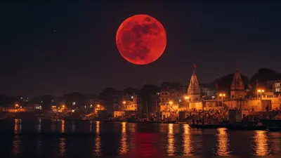 काशी में दिखा अद्भुत चंद्र ग्रहण: 82 मिनट तक लाल रंग में डूबा रहा चांद, देखें तस्वीरें