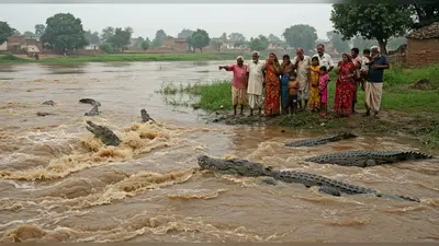 यूपी में दहशत: यमुना-चंबल की बाढ़ में बहकर इटावा से बाह के गांवों तक पहुंचे मगरमच्छ!