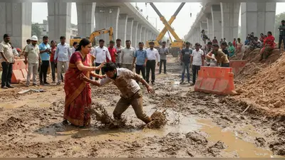 कानपुर मेट्रो की मनमानी पर भड़कीं महापौर, अफसर को कीचड़ में धकेला और काम रुकवाया