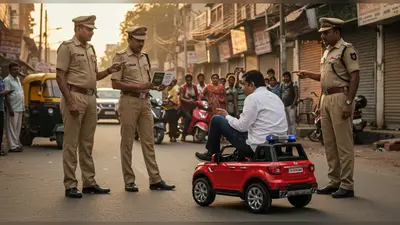 खिलौने वाली कार से घूमने निकले दोस्त, पुलिस ने काटा चालान: जानिए क्यों हुआ यह मामला वायरल