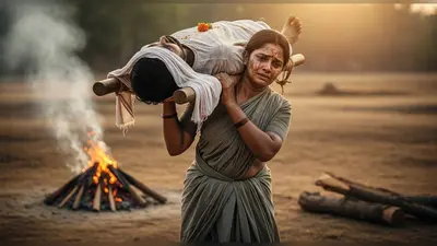 ओरई की बेटी का साहस: पिता के शव को कंधे पर उठा, खुद किया अंतिम संस्कार; हत्या के शक ने परिवार को किया दूर