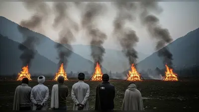 कुल्लू में 5 लोगों की एक साथ जली चिताएं:एक परिवार के सभी मृतक; घर गिरने से मौत, 3 घायल