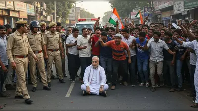 राहुल गांधी का काफिला रोके जाने पर बवाल: मंत्री दिनेश सिंह ने लगाया रास्ता जाम, ‘वापस जाओ’ के नारे लगे, भारी पुलिस बल तैनात
