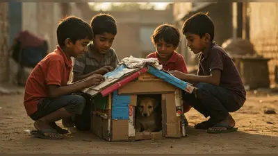 डांट सुनकर भी बच्चों ने नहीं छोड़ा इंसानियत का साथ, कचरे से पपी के लिए बनाया प्यारा घर