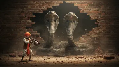 दीवार में सेंध लगाते ही सामने आया नाग-नागिन का रौद्र रूप, देख लोगों के उड़े होश!
