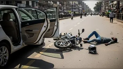 एक पल की चूक और मौत: लखनऊ में चलती कार के खुले दरवाजे से टकराकर बाइक सवार युवक की दुखद मौत