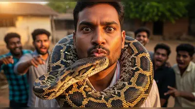 अजगर पकड़ने का दावा कर रहा था शख्स, तभी ‘किस’ करने पहुंचा सांप! वीडियो हुआ वायरल