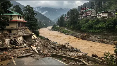 शिमला में लैंडस्लाइड से बिल्डिंग को खतरा:सर्कुलर रोड बंद; किन्नौर में बादल फटा, 2 गाड़ियां बहीं, कुमारसैन में 3 मंजिला मकान जमींदोज