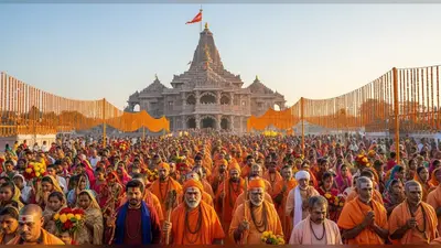 नवरात्र के पहले दिन अयोध्या में रामकोट परिक्रमा को उमड़े संत और श्रद्धालु, श्रीराम मंदिर से हुई शुरुआत