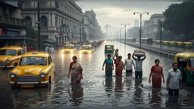 कोलकाता में भारी बारिश से बाढ़, 7 की मौत:सड़कों पर 3 फीट तक पानी, फ्लाइट्स-मेट्रो सेवा प्रभावित; हावड़ा में रेलवे ट्रैक डूबा