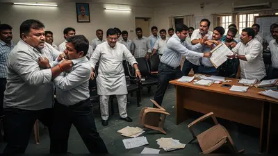 गजराैला में मर्यादा हुई तार-तार: बैठक में पालिकाध्यक्ष से छीना रजिस्टर, पूर्व विधायक ने पकड़ा गिरेबान, सभासद को सरेआम पीटा